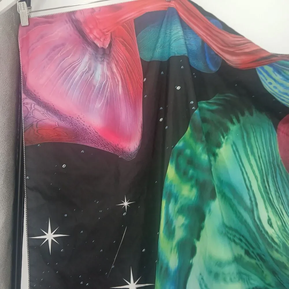jellyfish mushroom galaxy pink purple blue tapestry fabric wall art trippy